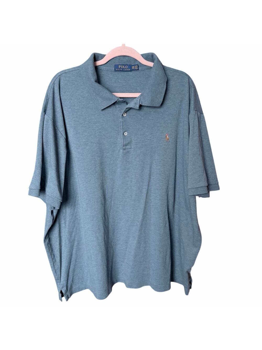 Polo Ralph Lauren blue gray polo shirt 3XL preppy coastal casual 100% cotton